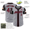 Custom Gray Crimson-Black 3 Colors Arm Shapes Authentic Baseball Jersey