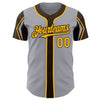 Custom Gray Gold-Brown 3 Colors Arm Shapes Authentic Baseball Jersey