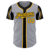 Custom Gray Gold-Black 3 Colors Arm Shapes Authentic Baseball Jersey