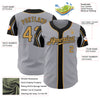 Custom Gray Old Gold-Black 3 Colors Arm Shapes Authentic Baseball Jersey