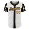 Custom White Old Gold-Black 3 Colors Arm Shapes Authentic Baseball Jersey