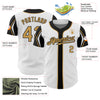 Custom White Old Gold-Black 3 Colors Arm Shapes Authentic Baseball Jersey