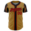 Custom Old Gold Red-Black 3 Colors Arm Shapes Authentic Baseball Jersey