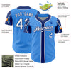 Custom Electric Blue White-Royal 3 Colors Arm Shapes Authentic Baseball Jersey