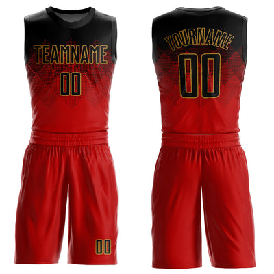 FANSIDEA Custom Red Black-Old Gold Authentic City Edition Basketball Jersey Men's Size:XL