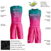 Custom Teal Pink Round Neck Sublimation Basketball Suit Jersey