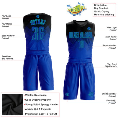 Custom Royal White-Light Blue Round Neck Sublimation Basketball