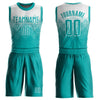 Custom White Aqua Round Neck Sublimation Basketball Suit Jersey