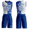 Custom Graffiti Pattern White-Royal Scratch Round Neck Sublimation Basketball Suit Jersey