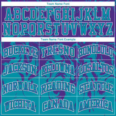 Custom Teal Purple-White Round Neck Sublimation Basketball Suit Jersey