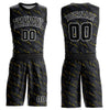 Custom Black Gold-White Round Neck Sublimation Basketball Suit Jersey