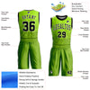 Custom Neon Green Black-White Round Neck Sublimation Basketball Suit Jersey