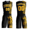 Custom Black Gold-White Round Neck Sublimation Basketball Suit Jersey