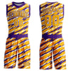 Custom Gold Purple-White Round Neck Sublimation Basketball Suit Jersey