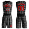 Custom Black Red-White Round Neck Sublimation Basketball Suit Jersey