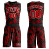 Custom Black Red-White Round Neck Sublimation Basketball Suit Jersey