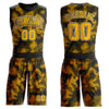 Custom Black Gold-White Round Neck Sublimation Basketball Suit Jersey