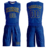 Custom Royal Gold Round Neck Sublimation Basketball Suit Jersey