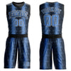 Custom Black Light Blue-White Animal Fur Print Round Neck Sublimation Basketball Suit Jersey