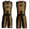 Custom Black Old Gold-White Animal Fur Print Round Neck Sublimation Basketball Suit Jersey