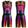 Custom Black Pink-Gold Animal Fur Print Round Neck Sublimation Basketball Suit Jersey