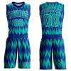 Custom Royal Aqua-White Round Neck Sublimation Basketball Suit Jersey