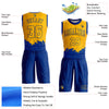 Custom Gold Royal Color Splash Round Neck Sublimation Basketball Suit Jersey