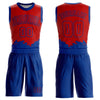 Custom Red Royal Color Splash Round Neck Sublimation Basketball Suit Jersey