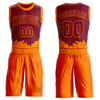 Custom Maroon Bay Orange Color Splash Round Neck Sublimation Basketball Suit Jersey