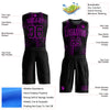 Custom Black Deep Pink Tracks Round Neck Sublimation Basketball Suit Jersey