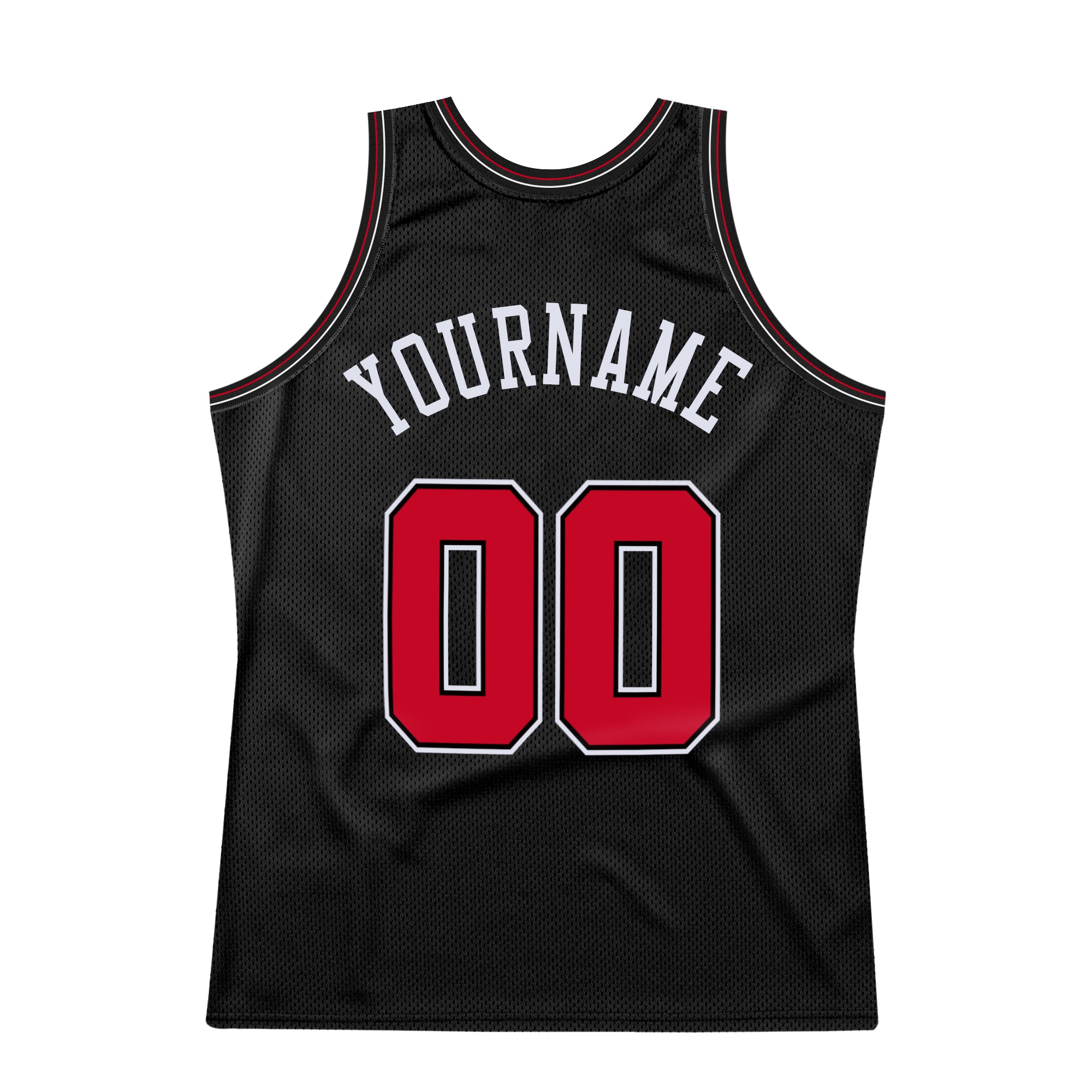 Custom Black Red-White Authentic Throwback Basketball Jersey