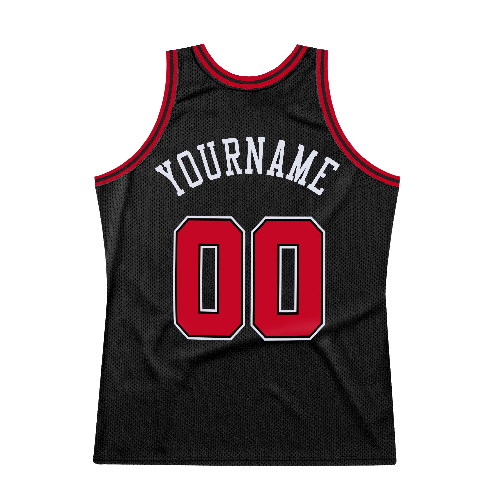 Custom Black Red-White Authentic Throwback Basketball Jersey