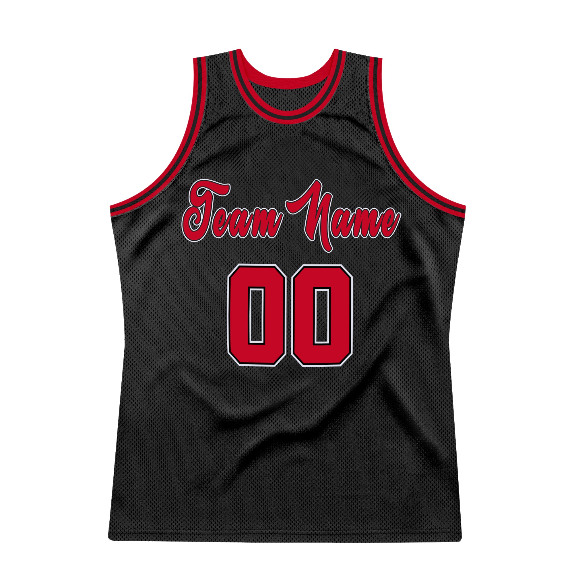 Custom Black Red-White Authentic Throwback Basketball Jersey