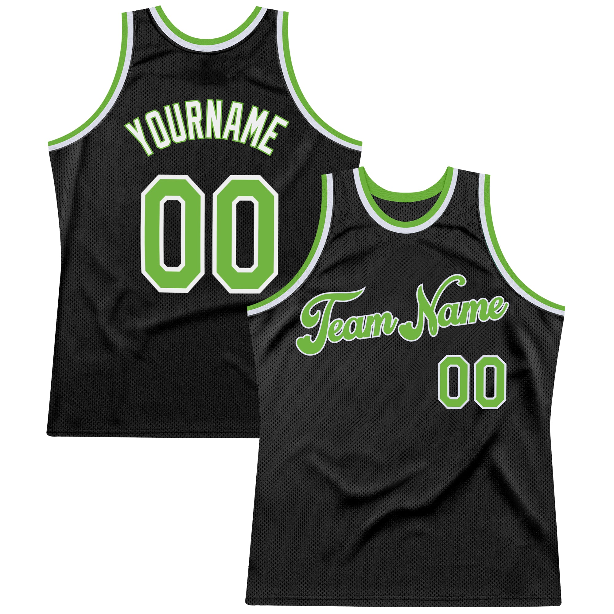 Custom Neon Green Neon Green-Black Authentic Basketball Jersey