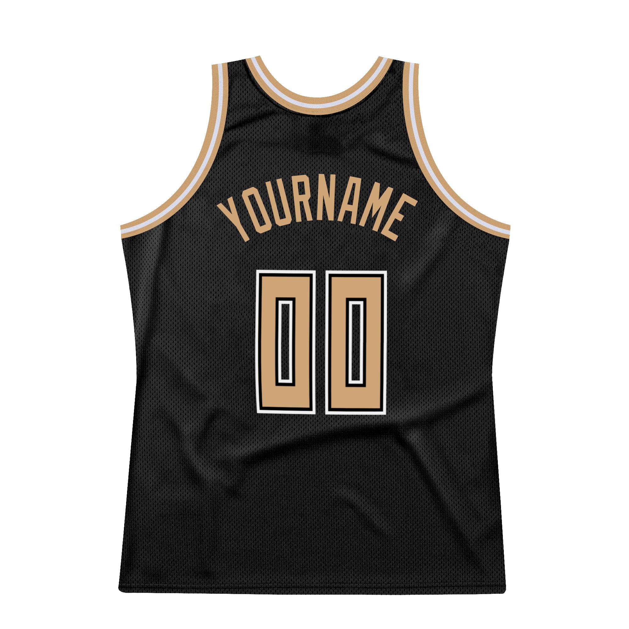 Cheap Custom Black White-Old Gold Authentic Throwback Basketball