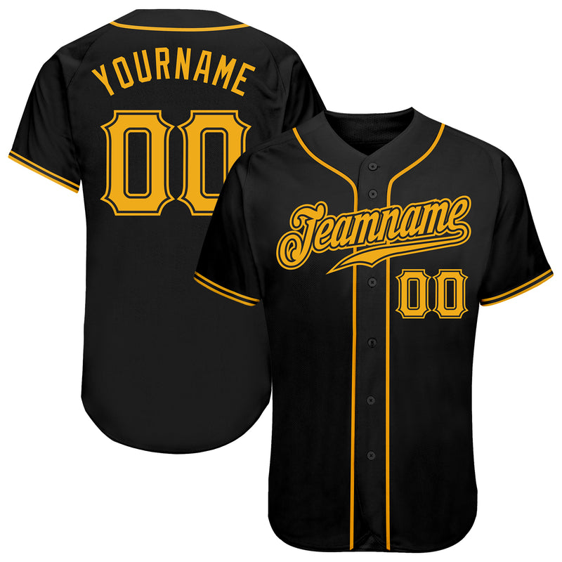 Custom Black Gold Authentic Baseball Jersey Discount