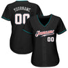 Custom Black White-Teal Authentic Baseball Jersey