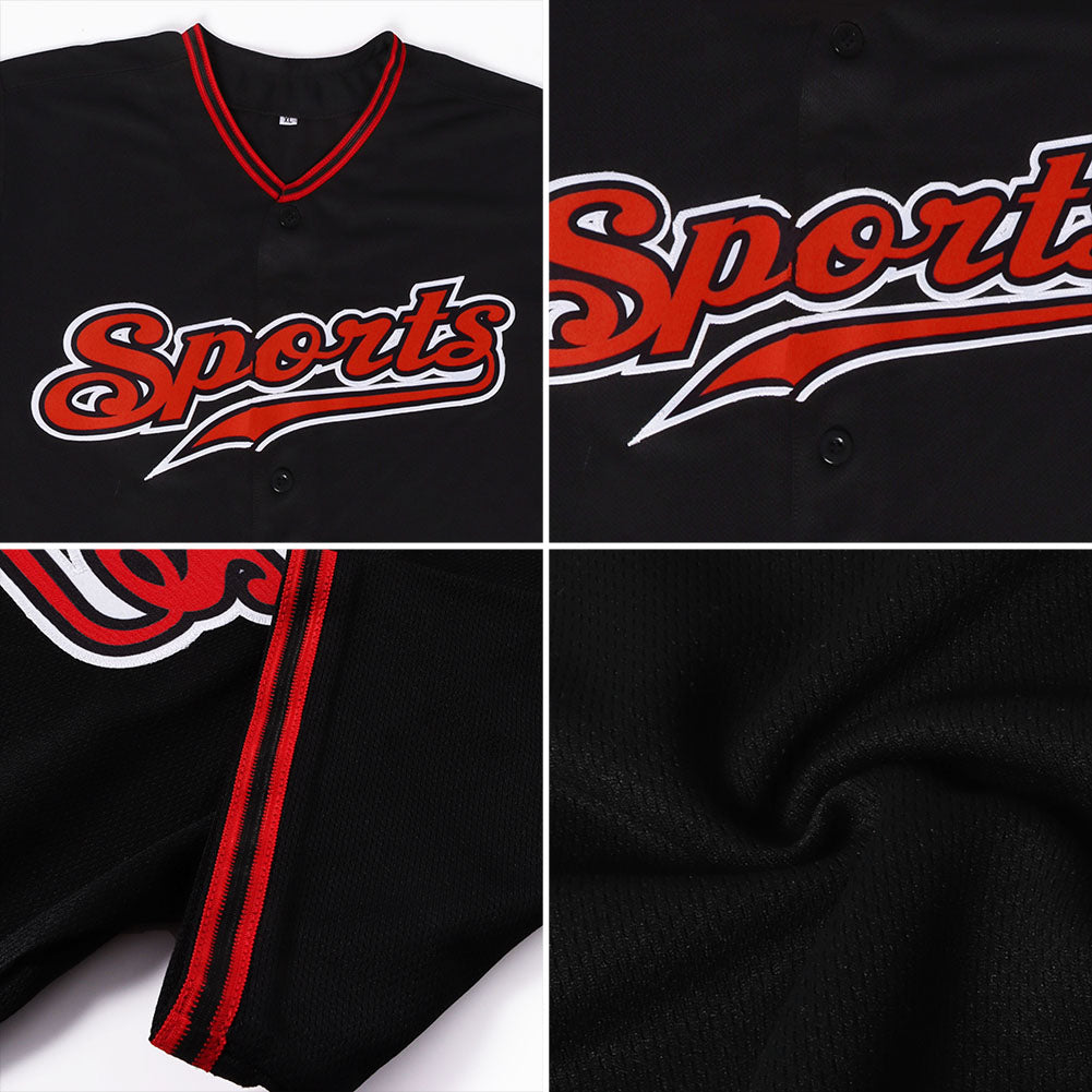 Custom Black Old Gold-Red Authentic Baseball Jersey