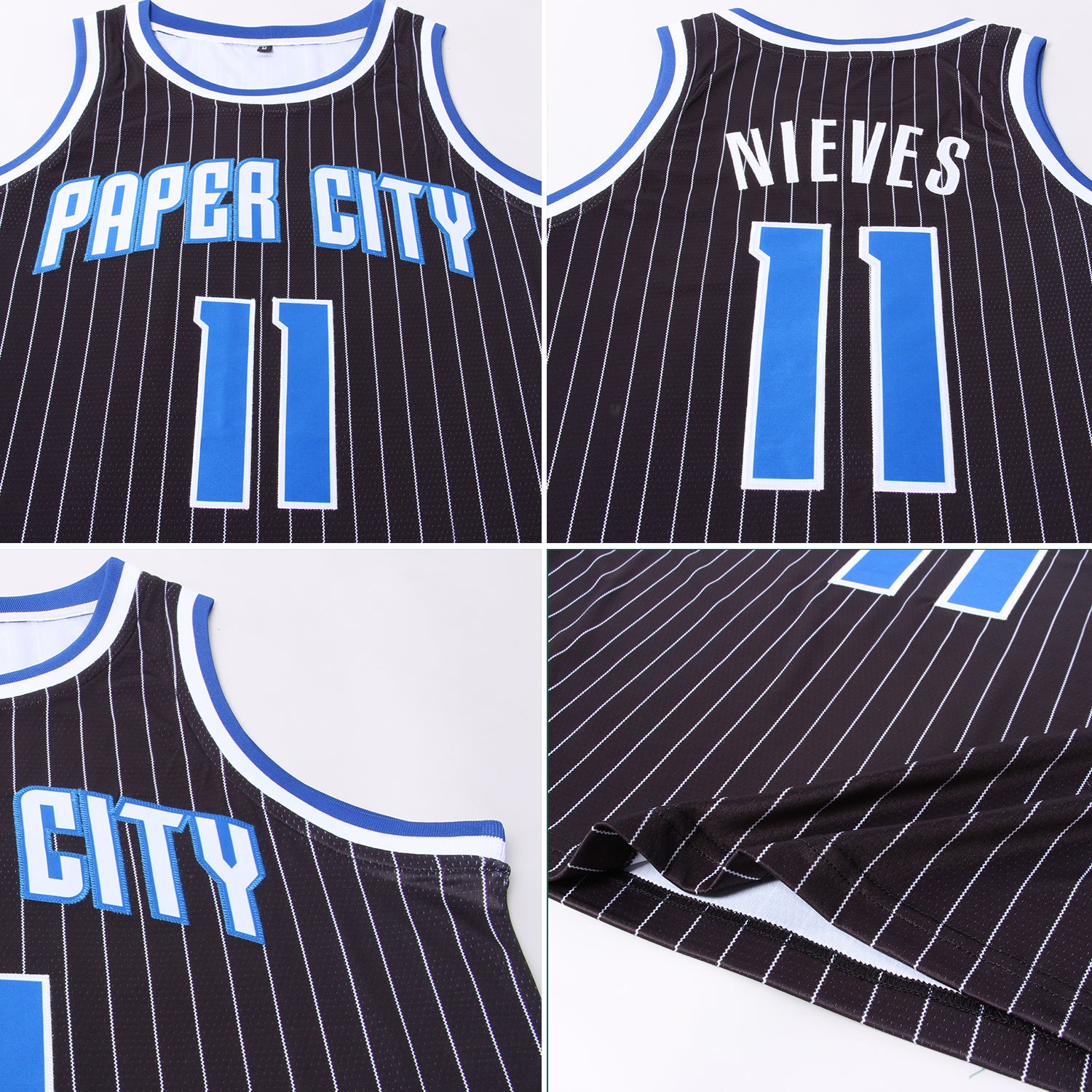 Custom Black White Pinstripe Black-White Authentic Basketball Jersey  Discount