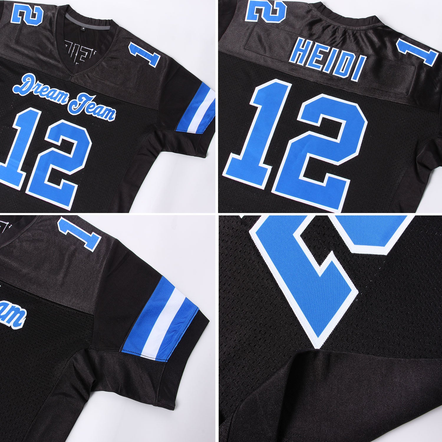 Custom Black Panther Blue-White Mesh Authentic Football Jersey