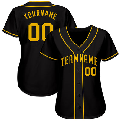 Custom Black Gold Authentic Baseball Jersey