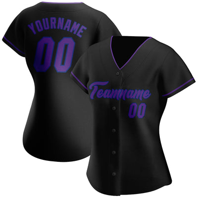 Custom Black Purple-Royal Authentic Baseball Jersey