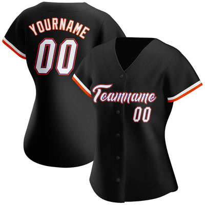 Custom Black White-Orange Authentic Baseball Jersey