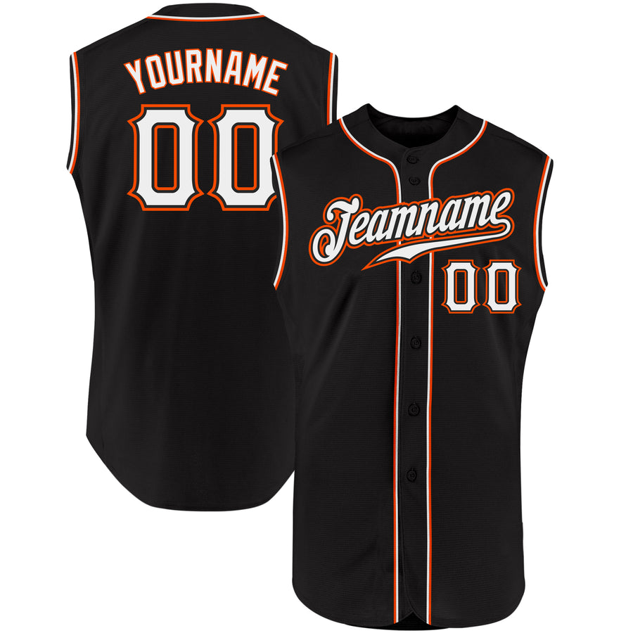 Custom Black Black-Cream Authentic Sleeveless Baseball Jersey Discount