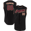 Custom Black Crimson-City Cream Authentic Sleeveless Baseball Jersey