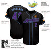 Custom Black Purple-Light Blue Authentic Baseball Jersey