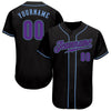 Custom Black Purple-Light Blue Authentic Baseball Jersey