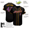 Custom Black Purple-Gold Authentic Baseball Jersey