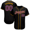 Custom Black Purple-Gold Authentic Baseball Jersey