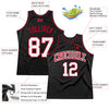 Custom Black White-Red Authentic Throwback Basketball Jersey